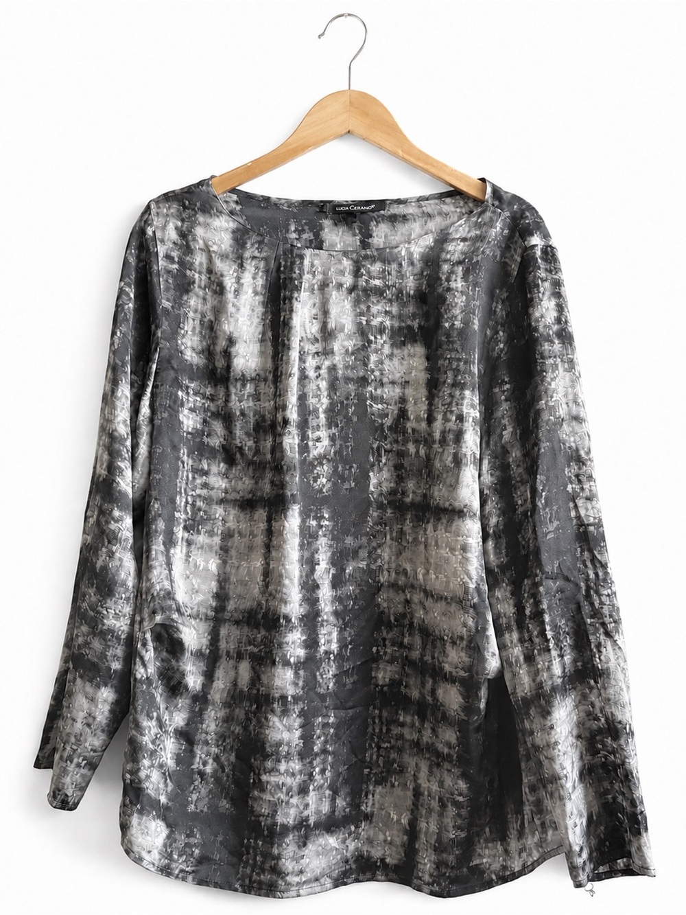 Luisa Cerano 100% Silk Abstract Print Long Sleeve Blouse US 10